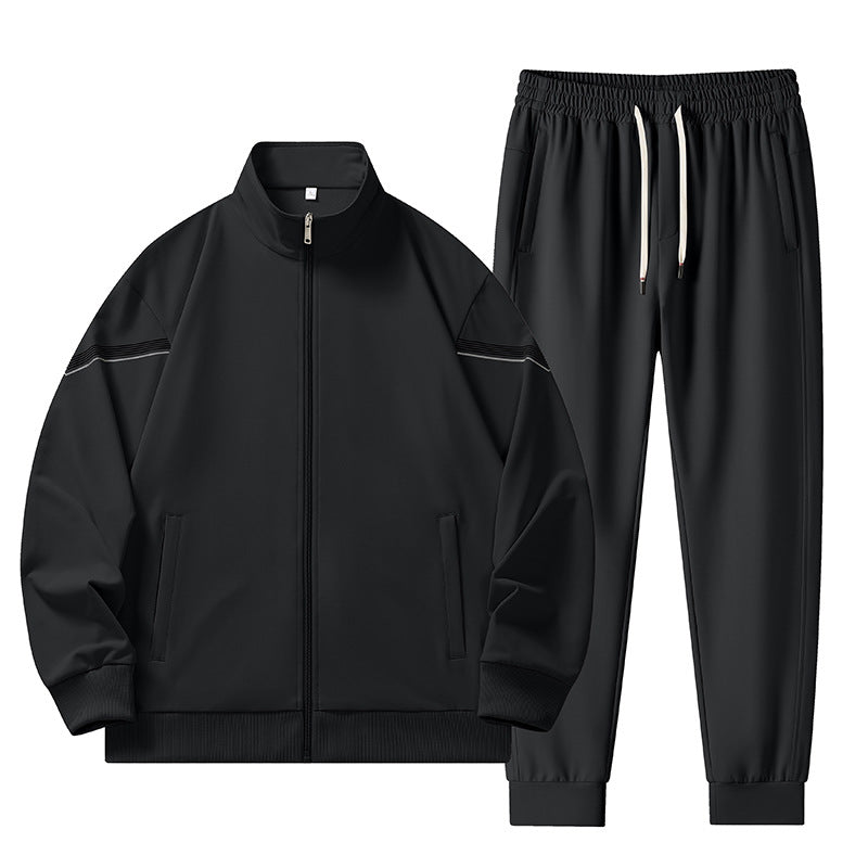Männer's minimalist performance training set aus atmungsaktivem Funktionsstoff mit Stehkragen und Kordelzug – Marzano