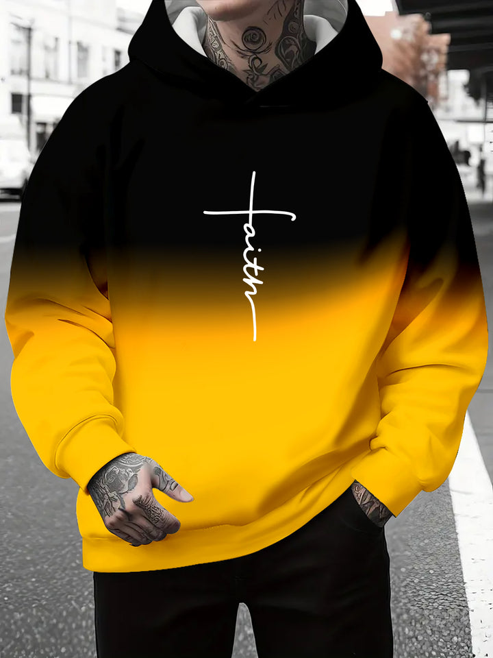 Herren Kapuzenpullover mit subtiler Farbverlauf-Optik und inspirierendem Schriftzug Echoarchiv