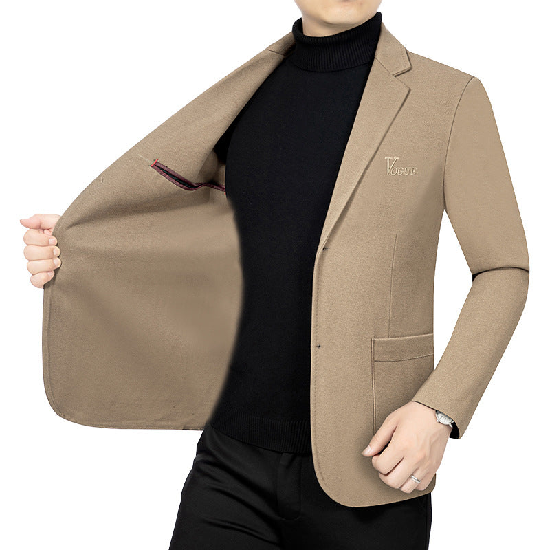 Herren Modernes Einreihiges City-Blazer mit aufgesetzten Taschen und leichter Halbfütterung – Tianoro