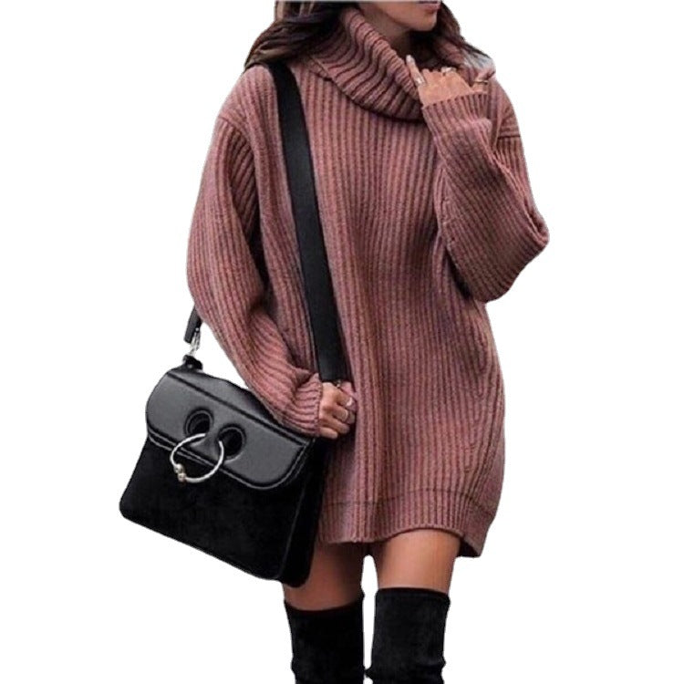 Damen Oversize-Longpullover mit Rollkragen, geripptem Feinstrick und figurumspielender Tunika-Länge Echo Archiv