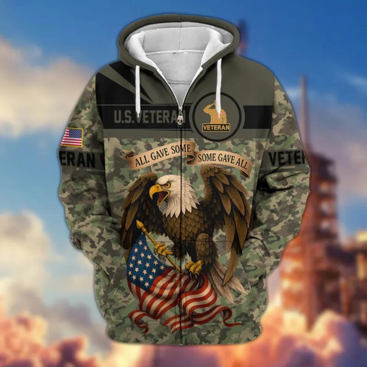 Herren Kapuzensweater mit amerikanischem Veteranenmotiv Echoarchiv
