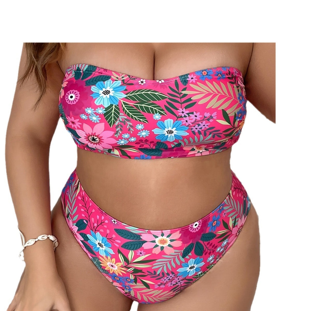 Damen Bandeau-Bikini-Set mit hohem Beinausschnitt und floralem Design Echo Archiv