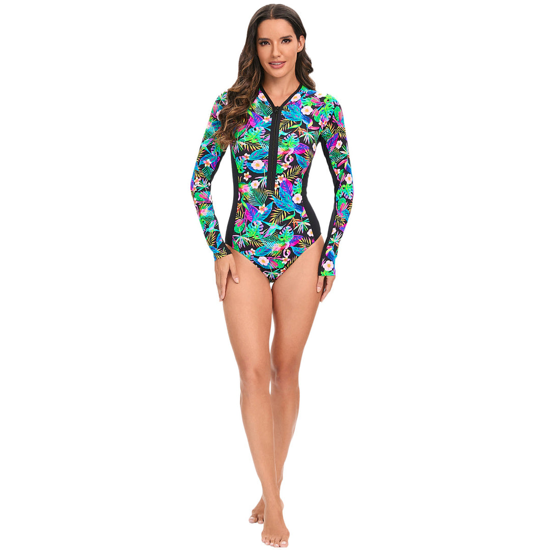 Damen Langarm-Schwimmanzug mit floralem Design Echo Archiv