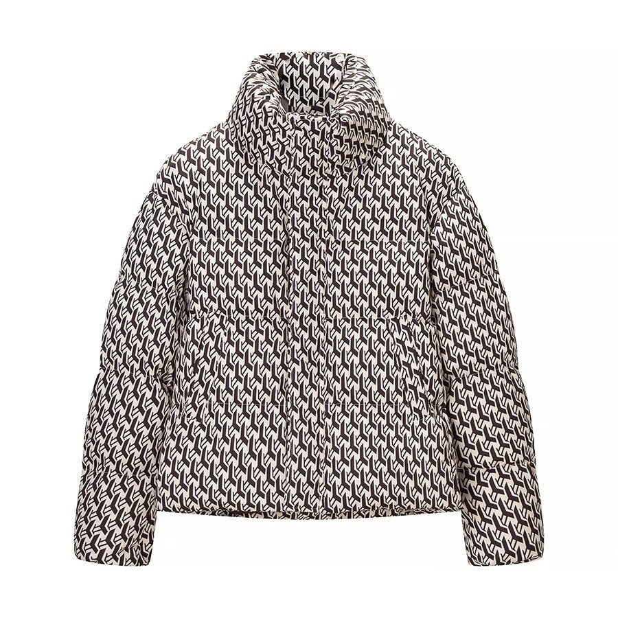 Damen Steppjacke mit hohem Kragen und grafischem Jacquardmuster Echo Archiv