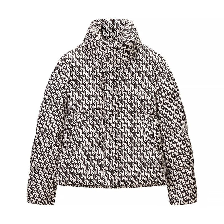 Damen Steppjacke mit hohem Kragen und grafischem Jacquardmuster Echo Archiv