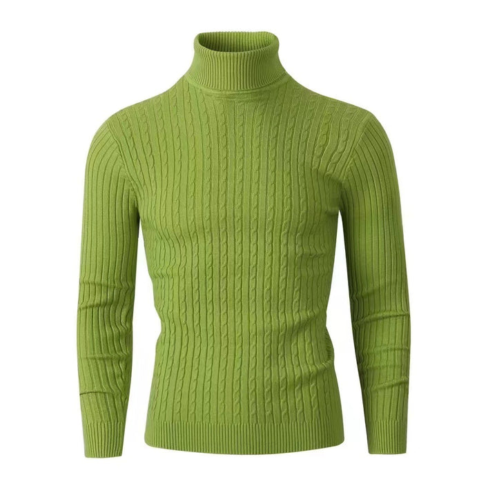Herren nan gerippter Rollkragenpullover mit Zopfmuster und körpernaher Slim-Fit-Silhouette Echo Archiv