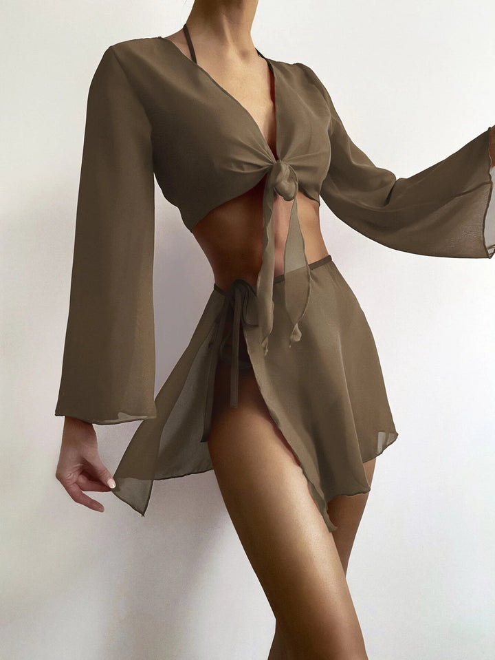 Damen Baumwoll Strandset mit lässigem Wickeldesign Echo Archiv
