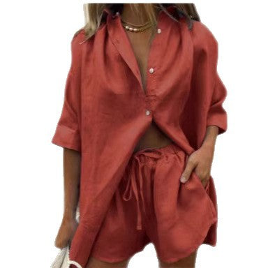 Damen luftige Leinenbluse mit Shorts Echo Archiv