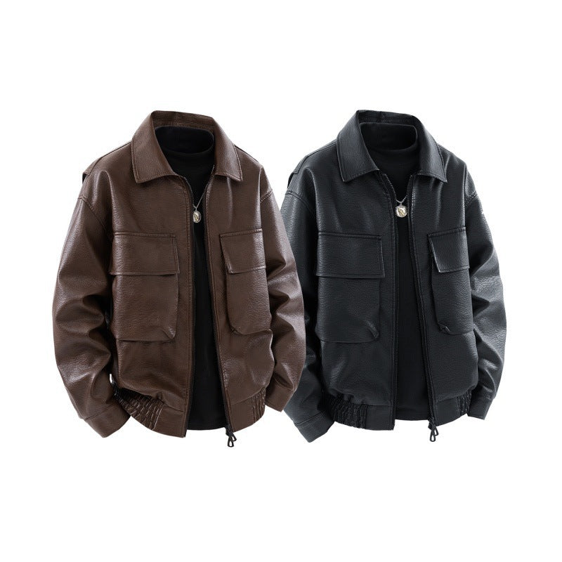 Herren Coole Kunstlederjacke mit praktischen Taschen Echo Archiv
