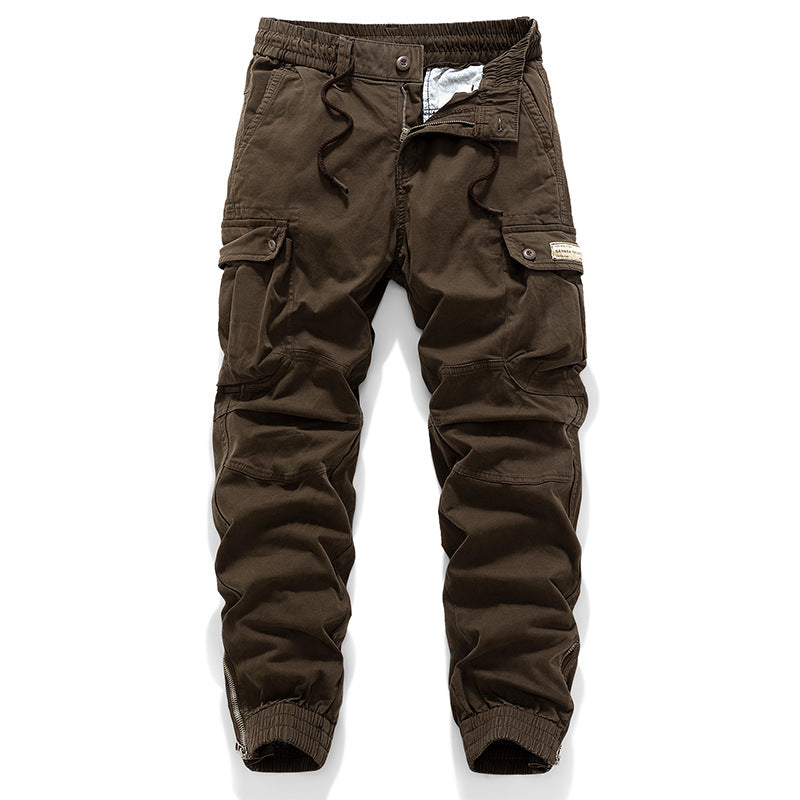 Herren Tactical-Canvas-Cargohose im Joggerstil mit elastischem Tunnelzugbund, Knieabnähern und Multifunktions-Pattentaschen Echo Archiv