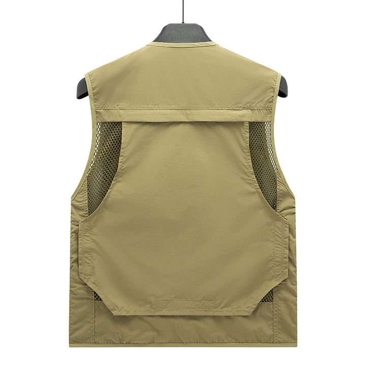 Herren Leichte Mesh-Utility-Weste mit vielen Reißverschluss- und Klapptaschen für Outdoor und Fotografie Echoarchiv
