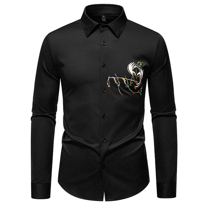 Herren Slim-Fit Businesshemd mit aufwendiger Bruststickerei und Kentkragen Echo Archiv