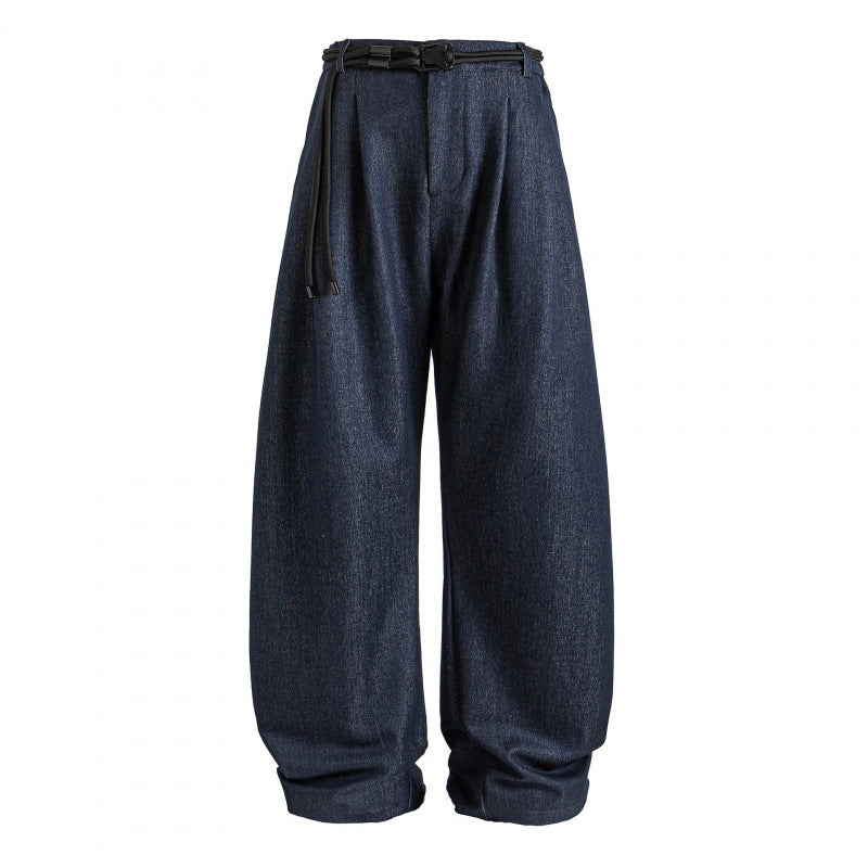 Damen Hochtalierte weite Marlene-Hose mit Faltenbund und Tunnelzuggürtel Echo Archiv