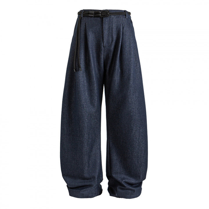 Damen Hochtalierte weite Marlene-Hose mit Faltenbund und Tunnelzuggürtel Echo Archiv