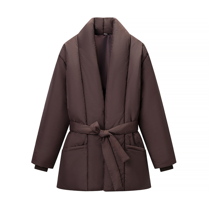 Damen gesteppte Taillengürtel-Steppjacke mit Schalkragen Echo Archiv