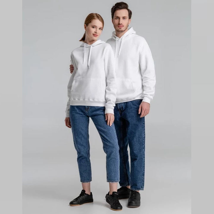 Unisex nan minimalistischer Heavyweight Kapuzenpullover aus French‑Terry mit verdeckter Kängurutasche und schmaler Silhouette Echo Archiv