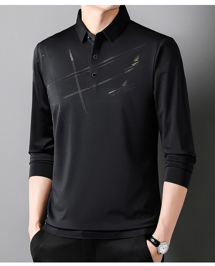 Herren Sportliches Langarm Poloshirt mit innovativem Design Echoarchiv