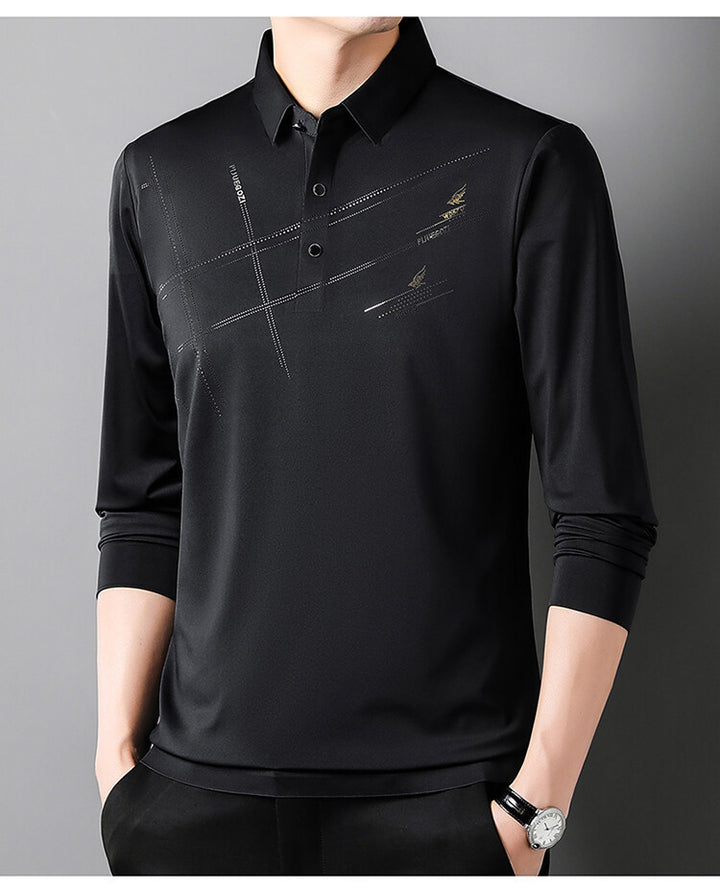 Herren Sportliches Langarm Poloshirt mit innovativem Design Echoarchiv