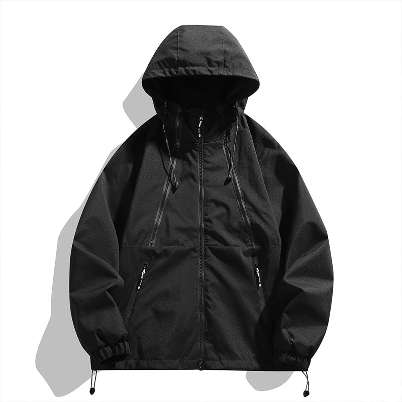 Unisex Leichter Kapuzen-Windbreaker mit wasserabweisender Oberfläche, Reißverschlusstaschen und Kordelzug Echo Archiv