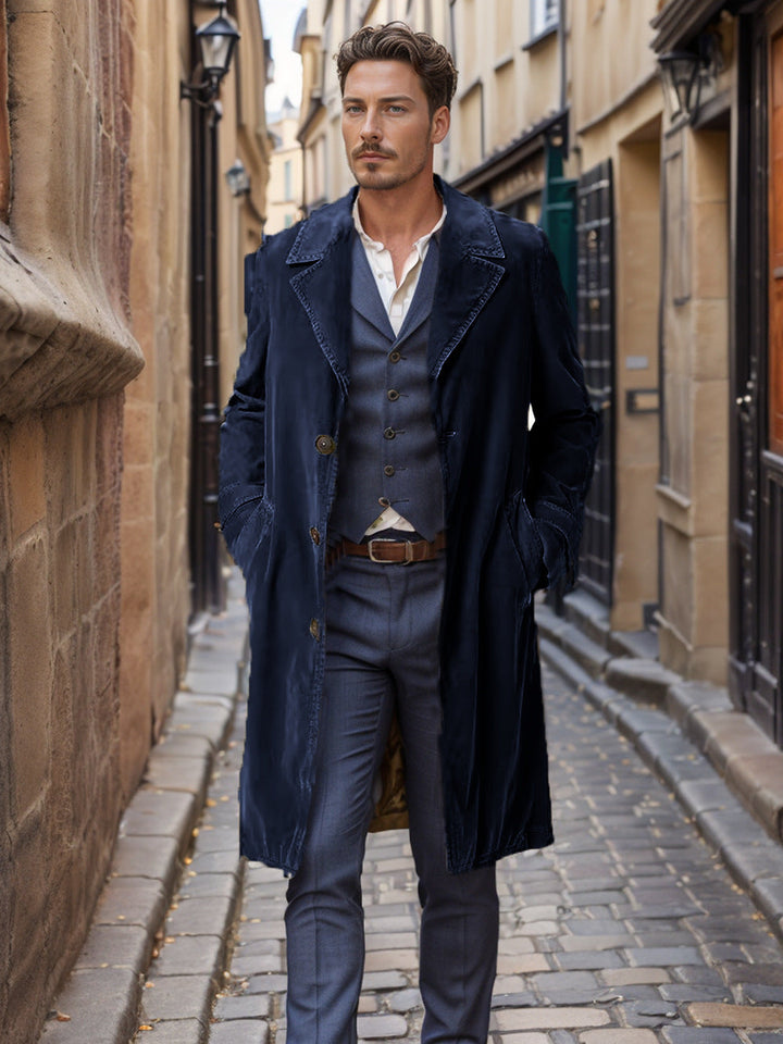 Herren eleganter Trenchcoat aus hochwertigem Gewebe mit praktischen Taschen Echoarchiv