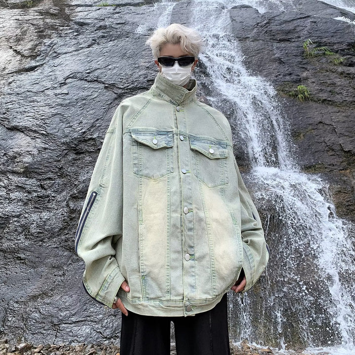 Unisex lässige Oversize-Jeansjacke mit einzigartigem Schnitt und praktischen Taschen Echoarchiv