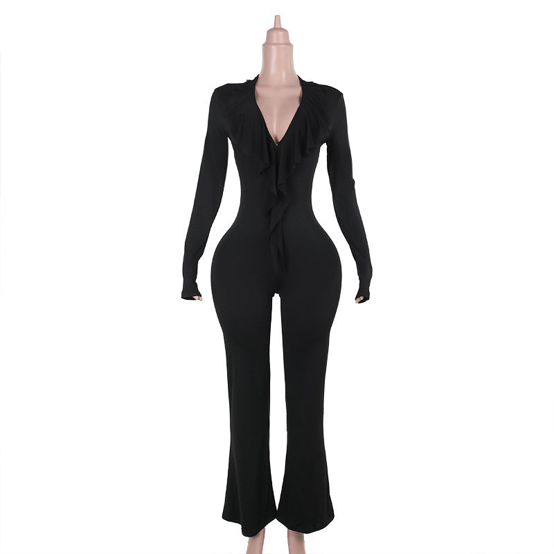 Damen trendiger Jumpsuit mit offenem Rücken und leichtem Stoff Echo Archiv