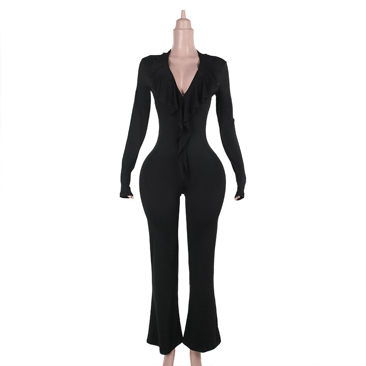 Damen trendiger Jumpsuit mit offenem Rücken und leichtem Stoff Echo Archiv