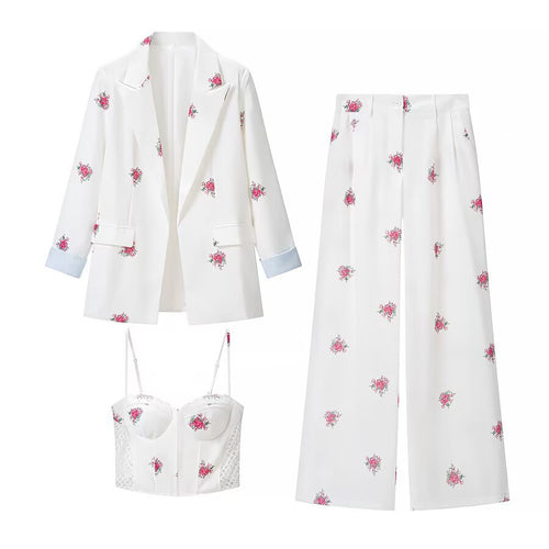 Damen Lockerer Longline-Blazer mit floralem Allover-Print und Pattentaschen Echo Archiv