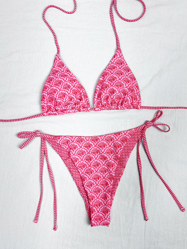 Damen Triangel-Bikini mit verspieltem Palmenmuster Echo Archiv