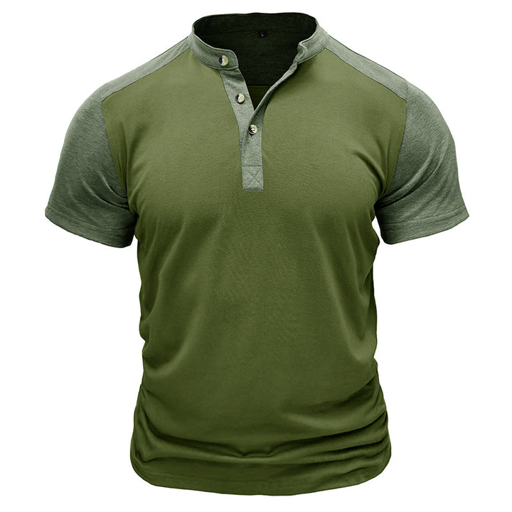 Herren Polo-T-Shirt mit modischem Stehkragen und praktischer Knopfleiste Echoarchiv