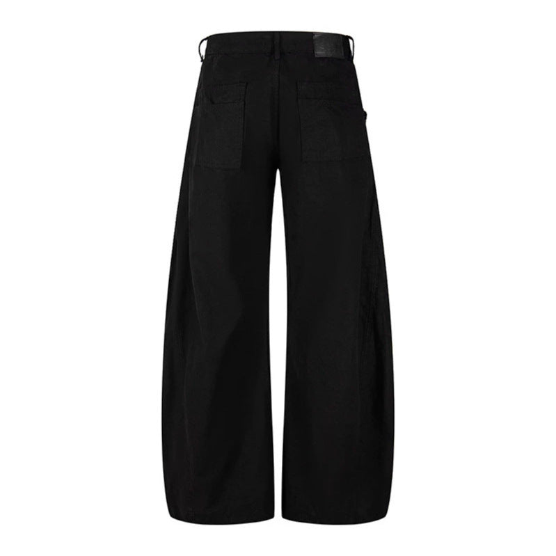 Damen Weite Cargo-Palazzo-Hose mit hohem Bund, großen Klappentaschen und verstellbarem Saum Echoarchiv