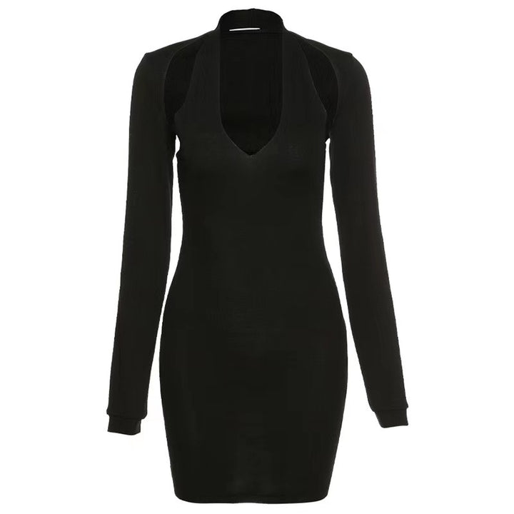 Damen Bodycon Kleid mit tiefem Ausschnitt und langen Ärmeln Echo Archiv
