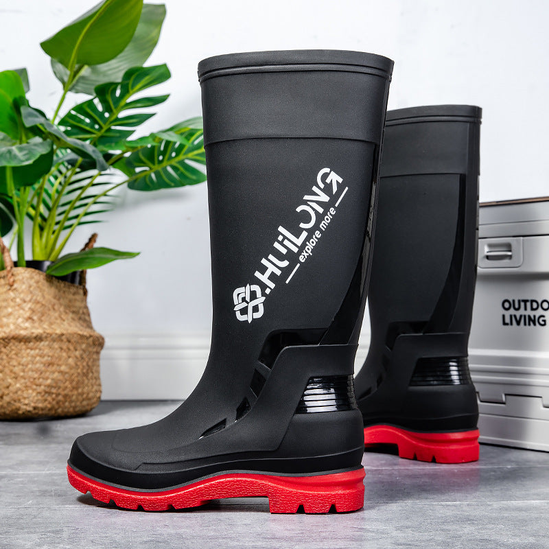 Herren Wasserdichte Gummistiefel mit verstellbarem Schaftabschluss und profiliertem Dämpfungssohlensystem Echoarhiv – Tavélo