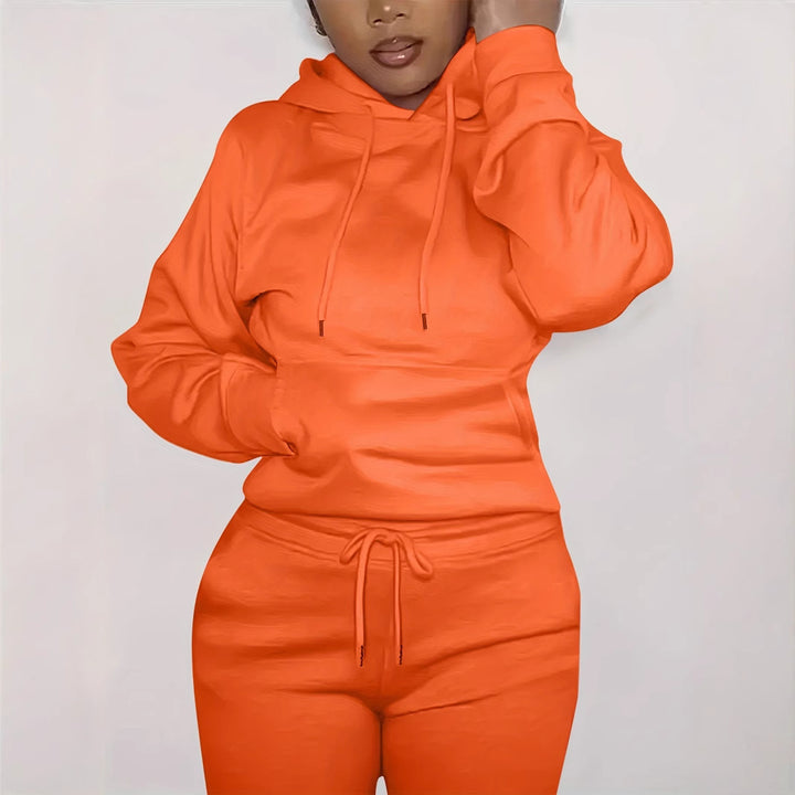 Damen nan figurbetontes Hoodie-und Taillenrock-Set mit Kängurutasche und Tunnelzug Echo Archiv