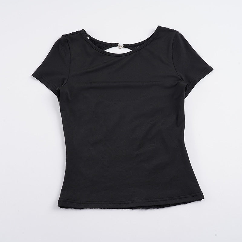 Damen figurbetontes T-Shirt mit elegantem Rückendetail Echo Archiv