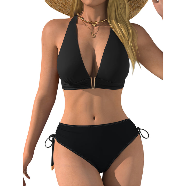 Damen Bikini-Set mit tiefem V-Ausschnitt und regulierbarem Seitenband Echo Archiv