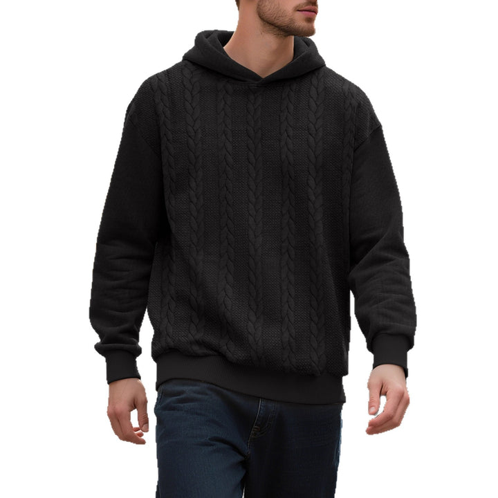 Herren Hoodie mit strukturiertem Strickmuster und modischen Akzenten Echoarchiv
