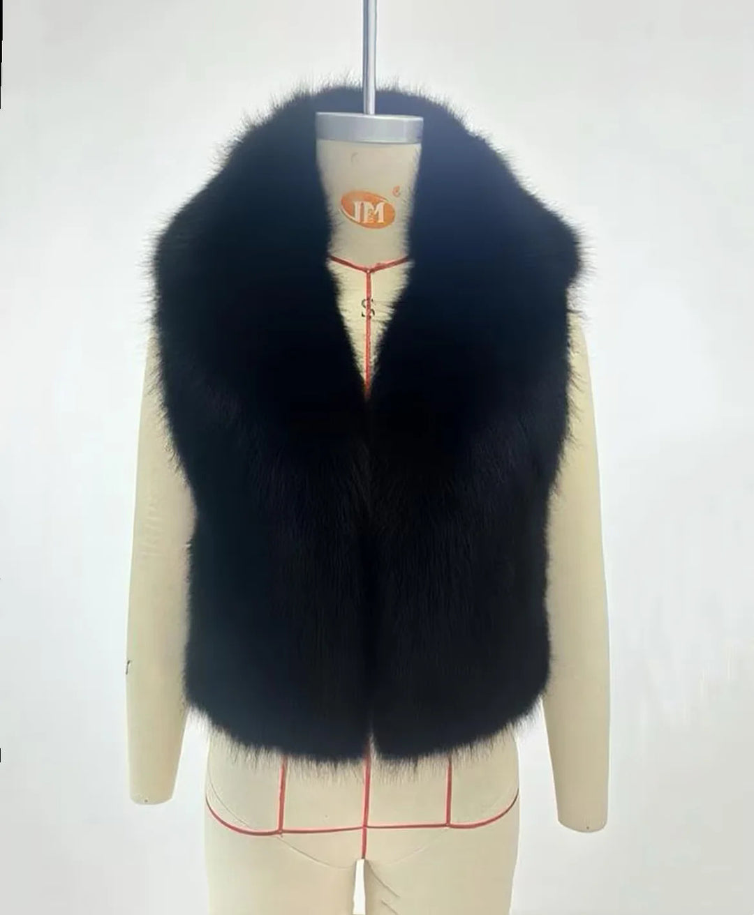 Damen luxuriöse Kunstfell-Weste mit voluminösem Schalkragen und verkürzter Silhouette – Célinea