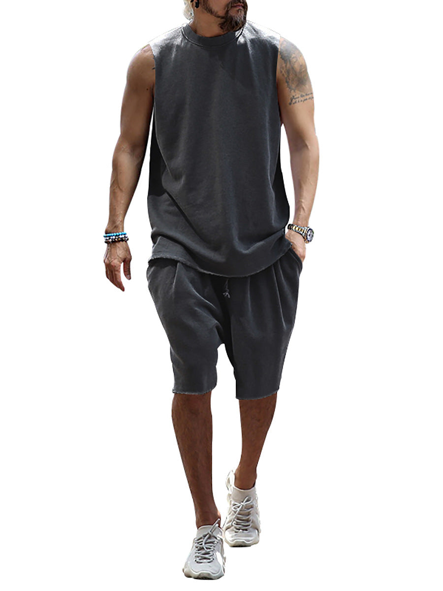 Herren sportliches Tanktop und Shorts-Set aus hochwertigem Baumwollmix Echoarchiv