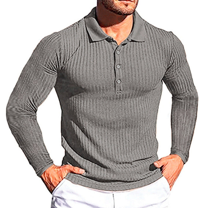 Herren elegantes langärmliges Poloshirt im strukturierten Design Echoarchiv