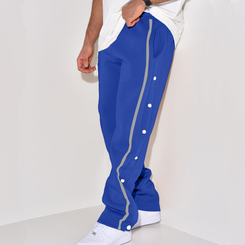 Herren Snap-Trackhose mit seitlichem Kontraststreifen, Druckknopf-Leiste und elastischem Bund Echoarchiv