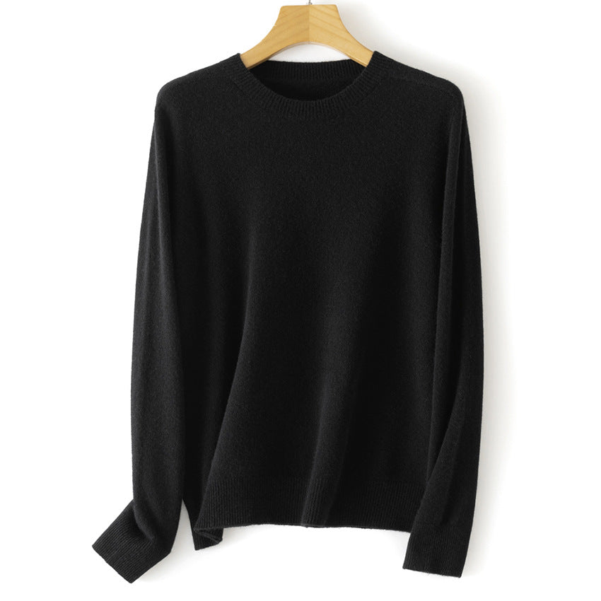 Damen Kaschmir-Mix Rundhalspullover mit Oversize-Schnitt Echoarchiv