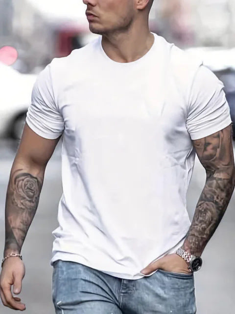 Herren Basic Rundhals T-Shirt aus atmungsaktivem Material Echoarchiv