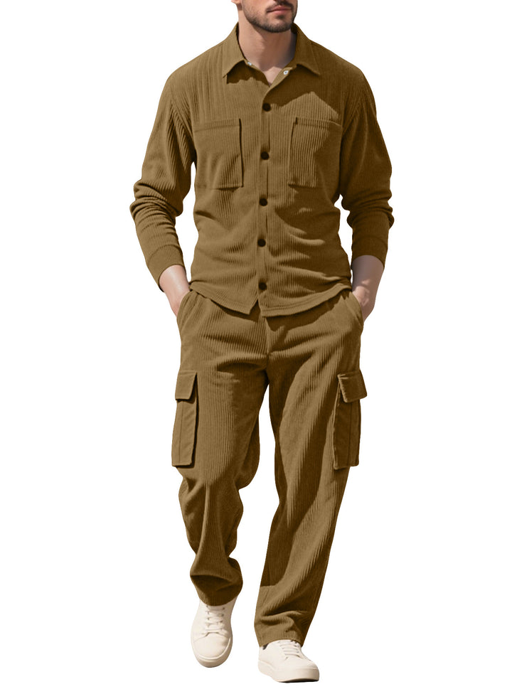 Herren nan geripptes Worker-Hemd mit Brusttaschen und entspannter Cargohose Echo Archiv