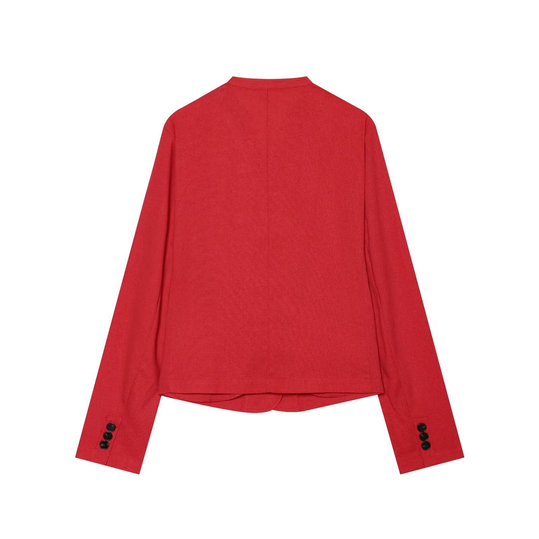 Damen Leichte taillierte Blazerjacke mit Stehkragen und Drei-Knopf‑Verschluss Echo Archiv