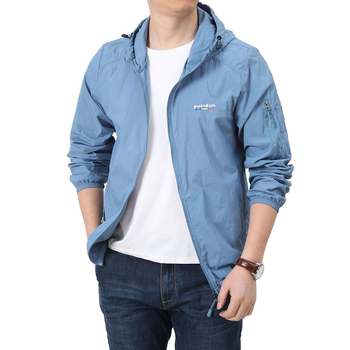 Herren Leichte Windbreaker-Jacke mit verstellbarer Kapuze Echo Archiv 1787797828