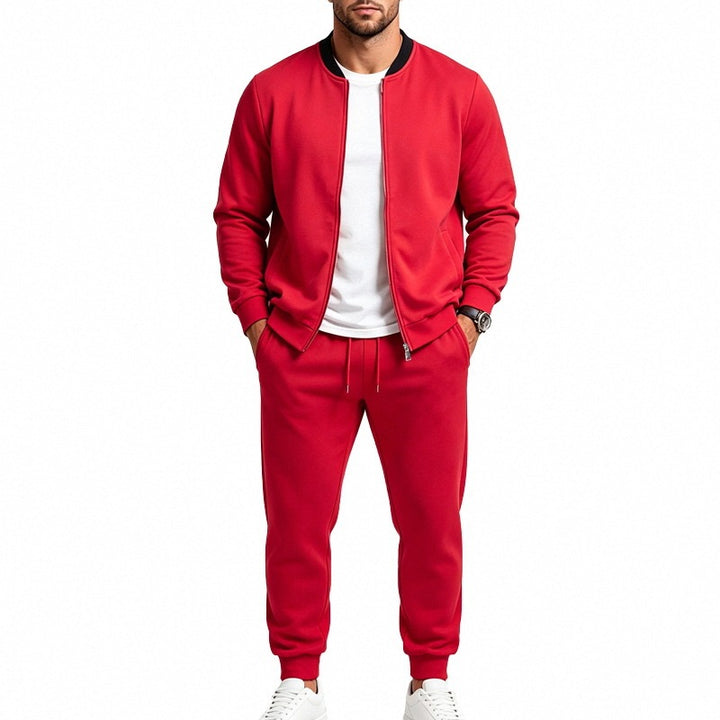 Herren Zweiteiliges Casual-Trainingsset mit Bomberjacke und tapered Jogginghose Echoarchiv
