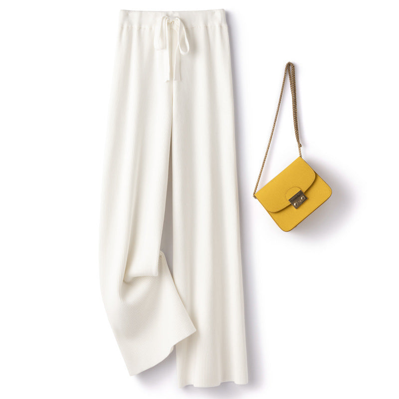 Damen Weite Rippstrick-Hose mit Tunnelzug und fließender Palazzo-Silhouette Echoarchiv