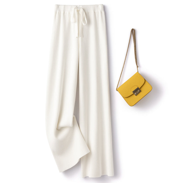 Damen Weite Rippstrick-Hose mit Tunnelzug und fließender Palazzo-Silhouette Echoarchiv
