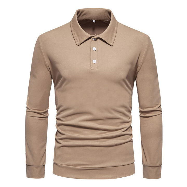 Herren Langarm Polohemd aus atmungsaktivem Stoff mit modernen Knopfdetails Echoarchiv